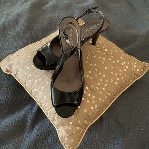 Black Patent Leather Slingback Peep Toe Heels sz9